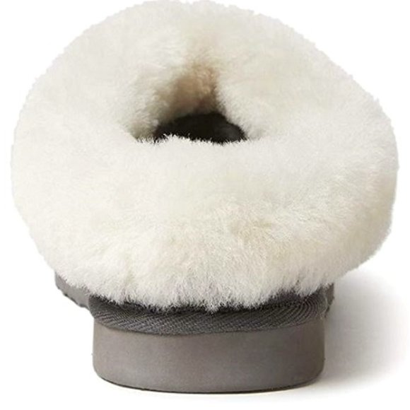 NWT Dearfoams Women's Slippers Grey Fireside Adelaide Shearling Clog Style 8 - Picture 4 of 4